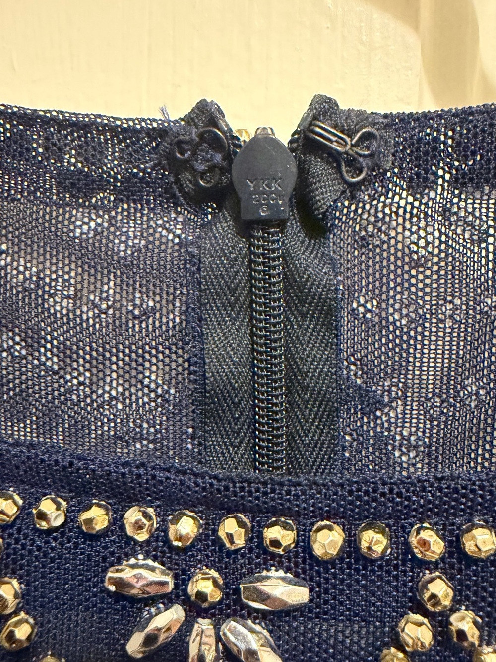 Cachet Navy Hand-Beaded Evening Gown | Size 6 | Formal Dress - Picture 4 of 7